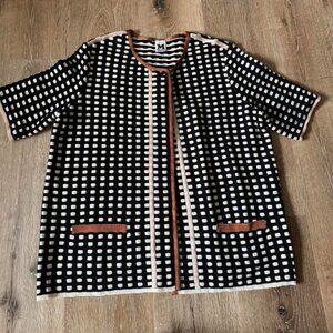 Missoni Multicolor Black Brown White Knit Cardigan Sweater Jacket Size 12